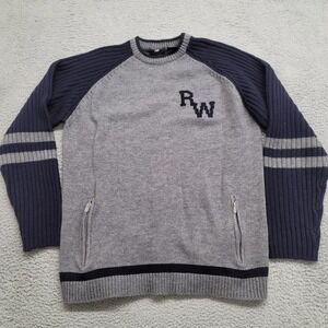 Rocawear Sweater Mens Large Gray Blue Wool Blend Vintage RW Spellout Knit Y2K 90